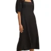 Velvet Brooke Woven Linen Dress in Black