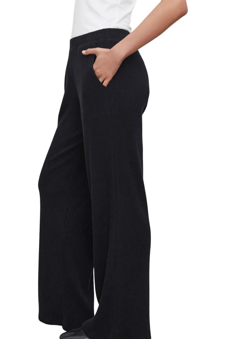 Velvet Colleen Ribbed Pants in Black