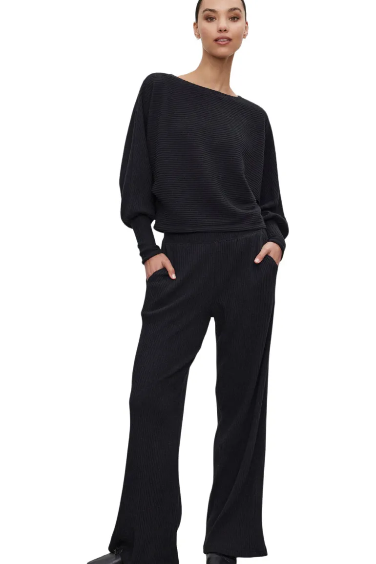 Velvet Colleen Ribbed Pants in Black