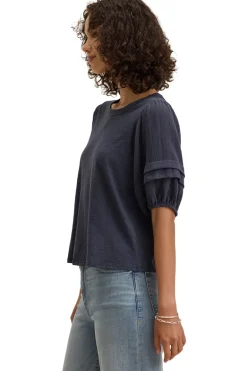 Velvet Haden Pintuck Sleeve T-shirt in Crater