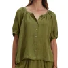 Velvet Jaimi Woven Linen Top in Sap