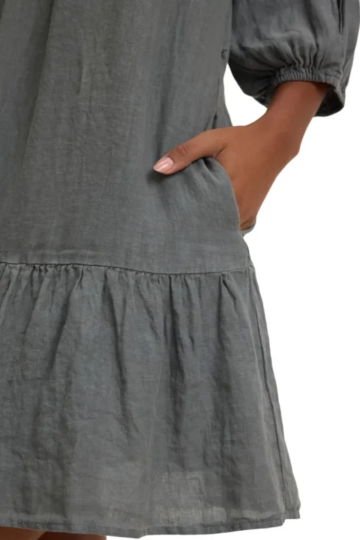 Velvet Kaylie Woven Linen Dress in Graphite