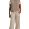 Velvet Kelly Striped Pants in Oatmeal