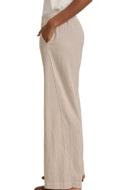 Velvet Kelly Striped Pants in Oatmeal