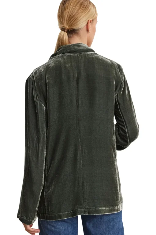 Velvet Kyla Silk Velvet Relaxed Blazer in Marsh