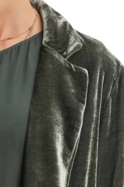 Velvet Kyla Silk Velvet Relaxed Blazer in Marsh