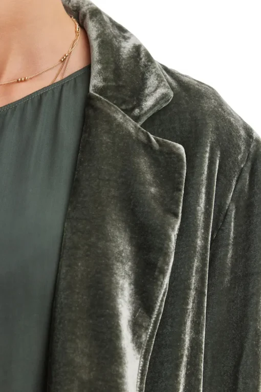 Velvet Kyla Silk Velvet Relaxed Blazer in Marsh