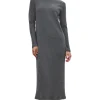 Velvet Liz Ribbed Dress in Charcoal