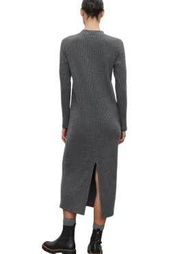 Velvet Liz Ribbed Dress in Charcoal