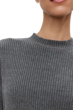 Velvet Liz Ribbed Dress in Charcoal