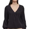 Velvet Naomi V-neck Top in Black