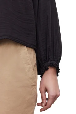 Velvet Naomi V-neck Top in Black