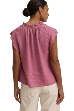 Velvet Semira Woven Linen Top in Beet