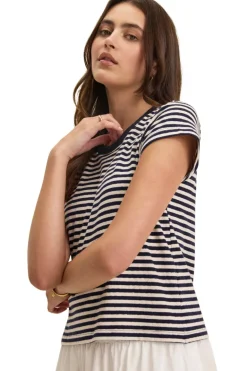 Velvet Tash Short Sleeve Crewneck Tee in Navy