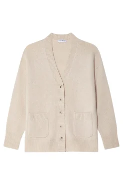 White & Warren Cashmere Luxe Pocket Cardigan in Natural Heather