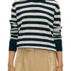 White & Warren Cashmere Striped Sweater in Blue Combo