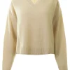 White & Warren Cashmere V-neck Sweater in Natural Heather