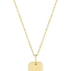 Zoe Chicco Diamond Small Square Edge Dog Tag Necklace in Yellow Gold