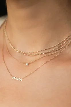 Zoe Chicco Itty Bitty Mama Necklace in 14k Yellow Gold