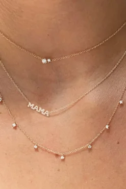 Zoe Chicco Itty Bitty Mama Necklace in 14k Yellow Gold