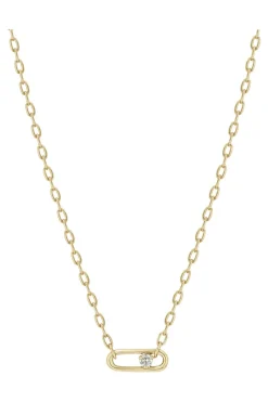 Zoe Chicco 14k Nested Diamond Large Paperclip Link Square Oval Chain Necklace in Yellow Gold