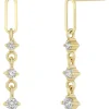 Zoe Chicco Paperclip Link & 3 Graduated Diamond Drop Earrings in 14k Yellow Gold
