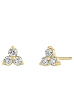 Zoe Chicco Prong Diamond Trio Studs in 14k Yellow Gold